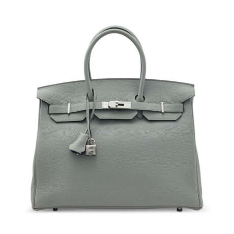 A LIMITED EDITION GRIS MOUETTE & BLEU AGATE TOGO LEATHER VERSO BIRKIN 35 WITH PALLADIUM HARDWARE - photo 2