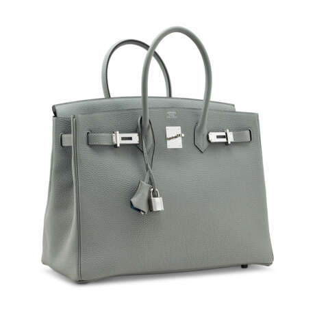 A LIMITED EDITION GRIS MOUETTE & BLEU AGATE TOGO LEATHER VERSO BIRKIN 35 WITH PALLADIUM HARDWARE - photo 3