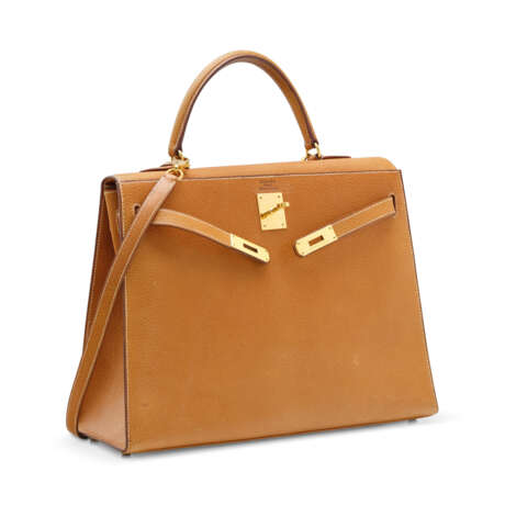 A NATUREL PECARI LEATHER SELLIER KELLY 35 WITH GOLD HARDWARE - photo 2