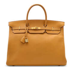 A NATUREL SABLE FJORD LEATHER BIRKIN 40 WITH GOLD HARDWARE