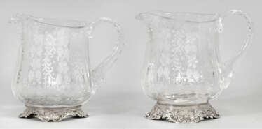 Pair Of Crystal Glass-Pour Jugs