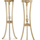 A PAIR OF GEORGE III WHITE-PAINTED AND PARCEL-GILT COMPOSITION TORCHERES - фото 1