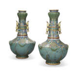 AN UNUSUAL PAIR OF LARGE CHINESE CHAMPLEV&#201; AND CLOISONN&#201; ENAMELED VASES - фото 1