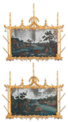 A PAIR OF CHINESE EXPORT REVERSE-PAINTED MIRRORS IN GEORGE III GILTWOOD FRAMES