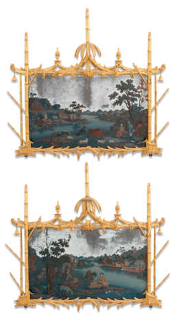 A PAIR OF CHINESE EXPORT REVERSE-PAINTED MIRRORS IN GEORGE III GILTWOOD FRAMES - photo 1