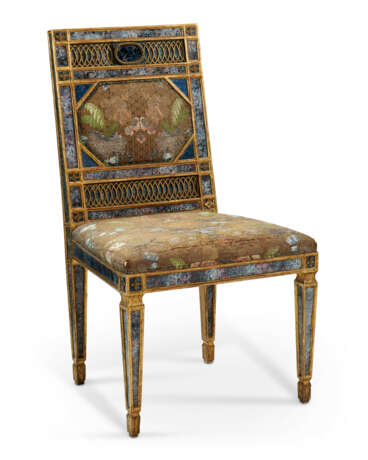 A PAIR OF SOUTH ITALIAN GILT-LEAD AND REVERSE-PAINTED GLASS-MOUNTED GILTWOOD CHAIRS - photo 2