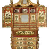 AN ITALIAN PARCEL-GILT RED AND CREAM-JAPANNED AND LACCA POVERA BUREAU CABINET - фото 2