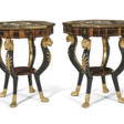 A PAIR OF REGENCY CALAMANDER, EBONIZED AND PARCEL-GILT OCTAGONAL TABLES WITH ITALIAN SPECIMEN MARBLE TOPS - Auction prices