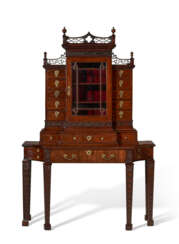 A GEORGE III MAHOGANY SECRETAIRE CABINET-ON-STAND, AFTER A DESIGN BY THOMAS CHIPPENDALE