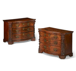 A PAIR OF GEORGE II MAHOGANY PIER COMMODES