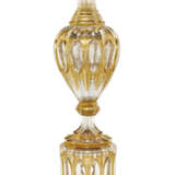 A LARGE BOHEMIAN GILT-DECORATED CLEAR GLASS VASE ON STAND - photo 1