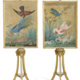 A PAIR OF LATE GEORGE III WHITE-PAINTED AND PARCEL-GILT POLE SCREENS - photo 1