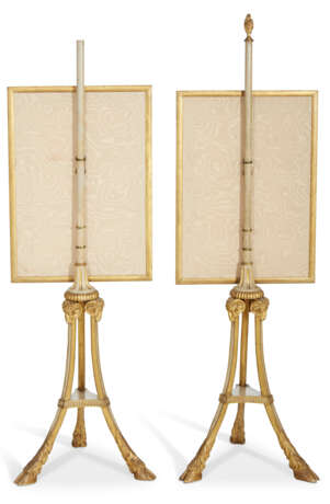 A PAIR OF LATE GEORGE III WHITE-PAINTED AND PARCEL-GILT POLE SCREENS - photo 2
