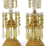 A PAIR OF GEORGE III ORMOLU-MOUNTED COLORLESS AND COLORED GLASS `TEMPLE` CANDLESTICKS - photo 2