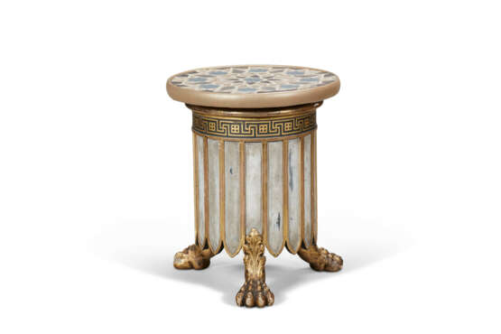 A PAIR OF REGENCY PARCEL-GILT, WHITE AND GREEN-PAINTED CIRCULAR STOOLS - photo 2