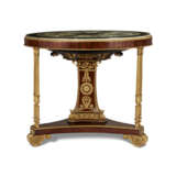 A REGENCY ORMOLU-MOUNTED MAHOGANY CENTER TABLE WITH A WHITE MARBLE AND SCAGLIOLA-INLAID MARBLE TOP - photo 3