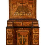 A SOUTH GERMAN BRASS-MOUNTED EBONIZED, BURR BIRCH, FRUITWOOD AND MARQUETRY BUREAU CABINET - photo 1
