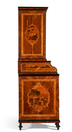 A SOUTH GERMAN BRASS-MOUNTED EBONIZED, BURR BIRCH, FRUITWOOD AND MARQUETRY BUREAU CABINET - photo 13