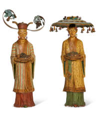 A PAIR OF ITALIAN POLYCHROME-PAINTED TERRACOTTA AND TOLE FIGURES