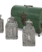 Period of George III. A SUITE OF GEORGE III SILVER MATCHING TEA CADDIES