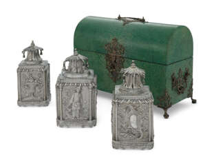 A SUITE OF GEORGE III SILVER MATCHING TEA CADDIES