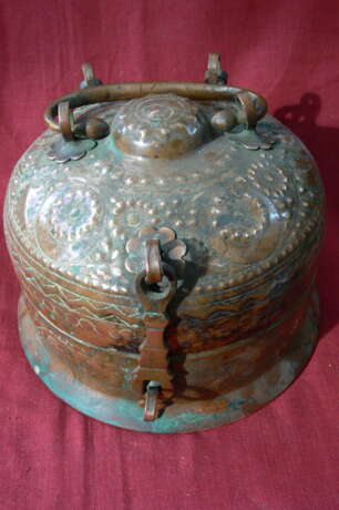 Boîte à Chapati en cuivre Cuivre Népal Népal milieu XXème - photo 4