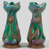 Paar Jugendstil-Vasen mit Bronzemontierung - Foto 1