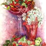 Gemälde „Осенние дары, калина“, Aquarellpapier, Aquarell, натюрмлрт с фруктами, Blumenstillleben, Ukraine, 2022 - Foto 1