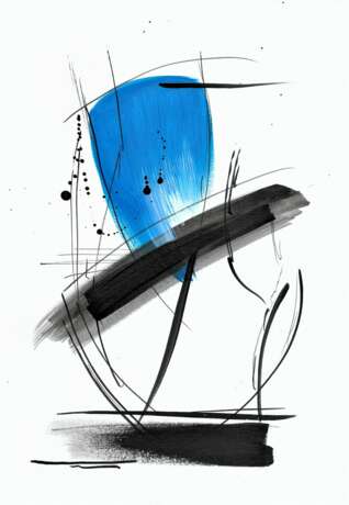 ТАНЕЦ ГОЛУБОГО УМА Aquarellpapier Acrylmalerei Abstrakte Kunst фантазийная композиция Russland 2021 - Foto 1