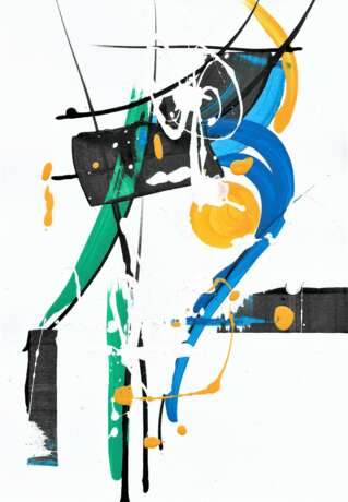 ЭКЗАМЕН Aquarellpapier Acrylfarbe Abstrakte Kunst фантазийная композиция Russland 2021 - Foto 1