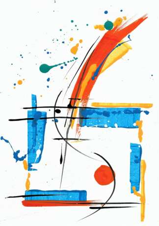ФЕЙЕРВЕРК Aquarellpapier Acrylfarbe Abstrakte Kunst фантазийная композиция Russland 2021 - Foto 1