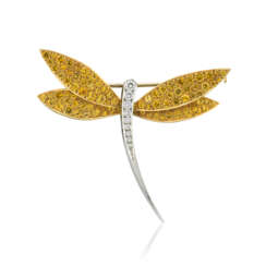 VAN CLEEF & ARPELS COLOURED SAPPHIRE AND DRAGONFLY DIAMOND BROOCH