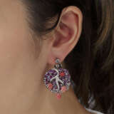 CONCH PEARL , DIAMOND AND COLOURED SAPPHIRE PENDENT EARRINGS - photo 3