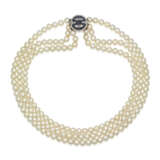 CULTURED PEARL AND DIAMOND NECKLACE; TOGETHER WITH A CULTURED PEARL, SAPPHIRE AND DIAMOND NECKLACE - photo 2