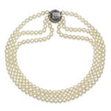 CULTURED PEARL AND DIAMOND NECKLACE; TOGETHER WITH A CULTURED PEARL, SAPPHIRE AND DIAMOND NECKLACE - фото 3