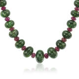 TOURMALINE, SYNTHETIC BERYL AND DIAMOND NECKLACE - photo 4