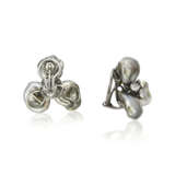 ADELE COLOURED SAPPHIRE AND DIAMOND EARRINGS; TOGETHER WITH A BAROQUE PEARL AND DIAMOND EARRINGS - photo 3