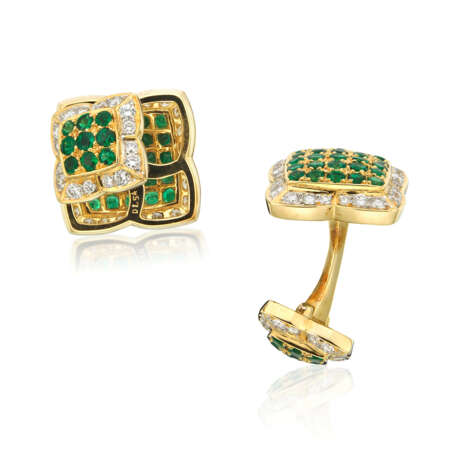 NO RESERVE - EMERALD AND DIAMOND RING AND CUFFLINK SET - Foto 5