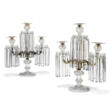 A PAIR OF EARLY VICTORIAN ORMOLU-MOUNTED CUT-GLASS THREE-LIGHT LUSTRE CANDELABRA - Auction archive