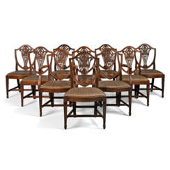 A SET OF TEN GEORGE III MAHOGANY DINING-CHAIRS