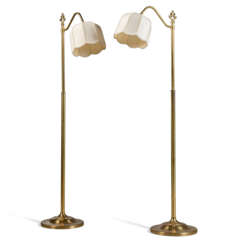 A PAIR OF LACQUERED-BRASS READING-LAMPS