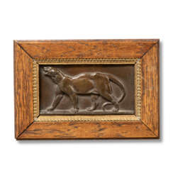 A FRENCH BRONZE RELIEF PLAQUE OF &#39;LE LEOPARD&#39;