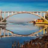 Ponte de Arrábida tela com grade óleo Impressionnisme Peinture de paysage Portugal 2022 - photo 1
