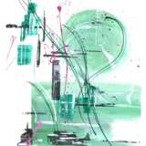 ЛЕТНИЕ ХЛОПОТЫ В ДОМЕ Aquarellpapier Acrylfarbe Abstrakte Kunst фантазийная композиция Russland 2021 - Foto 1