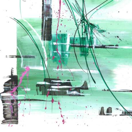 ЛЕТНИЕ ХЛОПОТЫ В ДОМЕ Aquarellpapier Acrylfarbe Abstrakte Kunst фантазийная композиция Russland 2021 - Foto 3