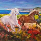 Бегущие лошади Холст на подрамнике Масляные краски Импрессионизм Португалия 2022 г. - фото 1