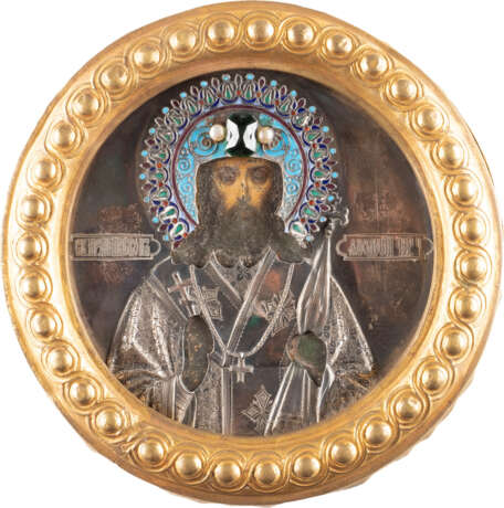 KLEINE IKONE MIT DEM HEILIGEN THEODOSIOS VON TSCHERNIGOW MIT CLOISONNÉ-EMAIL-OKLAD - photo 1