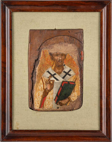 SEHR FEINE BYZANTINISCHE IKONE MIT DEM HEILIGEN JOHANNES CHRYSOSTOMUS - photo 1