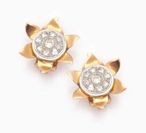Paar extravagante Diamant-Ohrclips aus den 40er Jahren - фото 1
