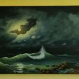 "Море ночью" Canvas on the subframe Масло на холсте Marine art Латвия Вентспилс 2022 - photo 2